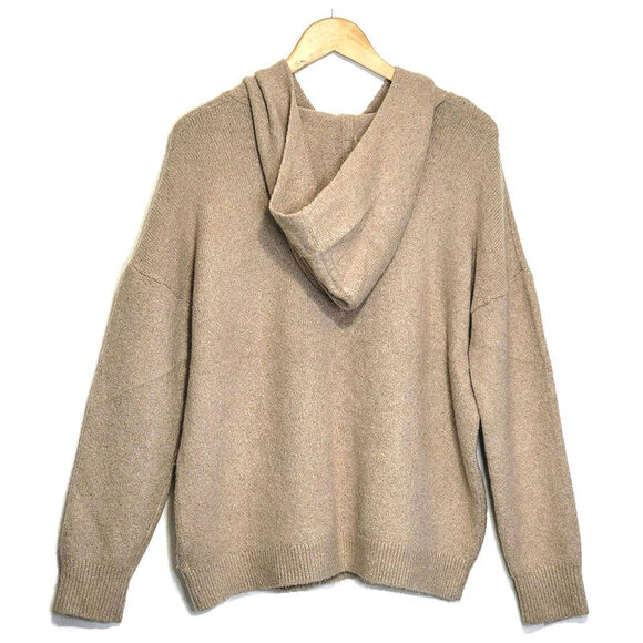 Theory Alpaca Blend Hooded Kangaroo Pocket Relaxed Fit Tan Sweater Size M - Picture 7 of 12